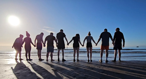 Project participants get ready to undertake cold water therapy to support their recovery.